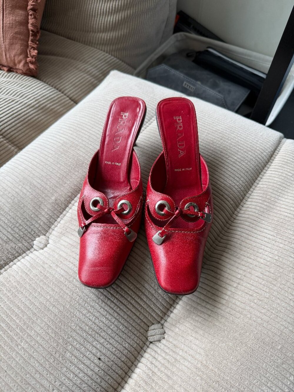 Vintage Prada Red Mules